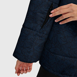 Куртка зимняя женская Абстракция тёмно-синий ажурный, цвет: 3D-светло-серый — фото 2