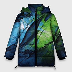 Куртка зимняя женская Green blue abstract, цвет: 3D-черный