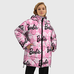 Куртка зимняя женская Логотип Барби и розовое кружево, цвет: 3D-черный — фото 2