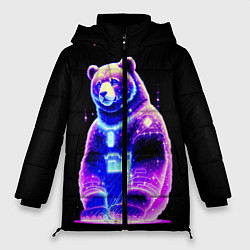 Куртка зимняя женская Космический светящийся мишка, цвет: 3D-светло-серый