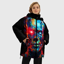 Куртка зимняя женская AI Робот digital pop-art, цвет: 3D-красный — фото 2