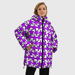 Куртка зимняя женская Ретро звёзды фиолетовые, цвет: 3D-черный — фото 2
