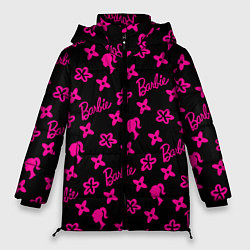 Куртка зимняя женская Барби паттерн черно-розовый, цвет: 3D-черный