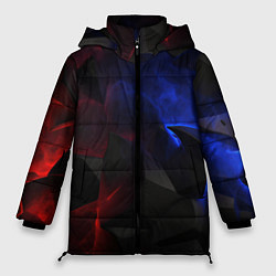 Куртка зимняя женская Синие черные красные плиты, цвет: 3D-черный