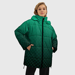 Куртка зимняя женская Аквамариновая клетка с градиентом, цвет: 3D-светло-серый — фото 2