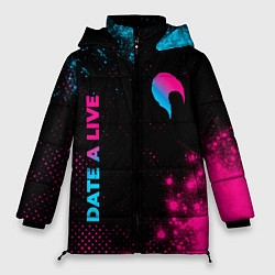 Куртка зимняя женская Date A Live - neon gradient: надпись, символ, цвет: 3D-черный
