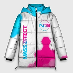 Куртка зимняя женская Mass Effect neon gradient style: надпись, символ, цвет: 3D-черный
