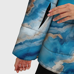 Куртка зимняя женская Текстура голубого океанического агата, цвет: 3D-черный — фото 2