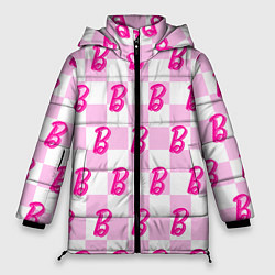Куртка зимняя женская Розовая шашка и Барби, цвет: 3D-светло-серый