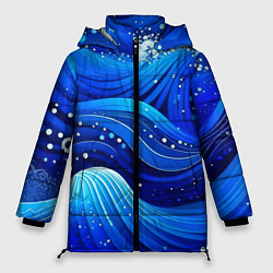 Куртка зимняя женская Волны - текстура от нейросети, цвет: 3D-черный