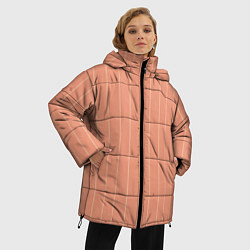 Куртка зимняя женская Светлый коралловый полосы, цвет: 3D-светло-серый — фото 2