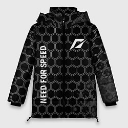 Куртка зимняя женская Need for Speed glitch на темном фоне: надпись, сим, цвет: 3D-черный