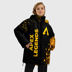 Куртка зимняя женская Apex Legends - gold gradient: надпись, символ, цвет: 3D-черный — фото 2