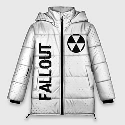 Куртка зимняя женская Fallout glitch на светлом фоне: надпись, символ, цвет: 3D-черный