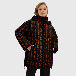 Куртка зимняя женская Руны - паттерн, цвет: 3D-черный — фото 2