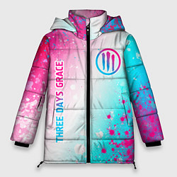 Куртка зимняя женская Three Days Grace neon gradient style: надпись, сим, цвет: 3D-черный