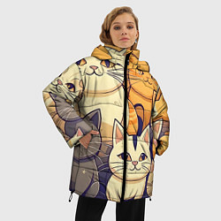 Куртка зимняя женская Кошачий принт от нейросети, цвет: 3D-светло-серый — фото 2