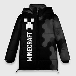 Куртка зимняя женская Minecraft glitch на темном фоне: по-вертикали, цвет: 3D-черный