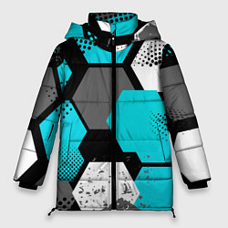 Куртка зимняя женская Шестиугольники абстрактный фон, цвет: 3D-красный