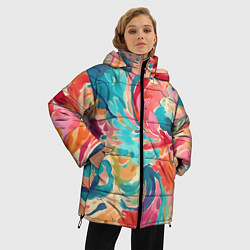 Куртка зимняя женская Акварельная абстракция, цвет: 3D-светло-серый — фото 2