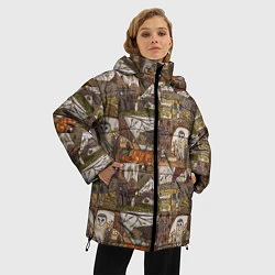 Куртка зимняя женская Рисунки коллаж, цвет: 3D-красный — фото 2
