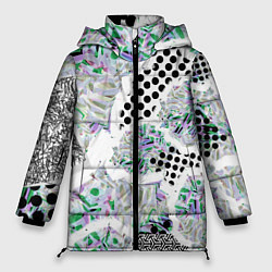 Куртка зимняя женская Контрастная абстракция, цвет: 3D-черный