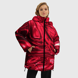 Куртка зимняя женская Абстракция плазма красный, цвет: 3D-светло-серый — фото 2