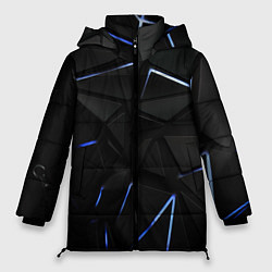 Куртка зимняя женская Black texture neon line, цвет: 3D-красный