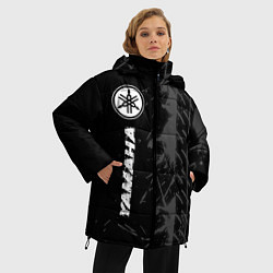 Куртка зимняя женская Yamaha speed на темном фоне со следами шин: по-вер, цвет: 3D-черный — фото 2