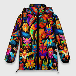 Куртка зимняя женская Мифические монстрики, цвет: 3D-черный