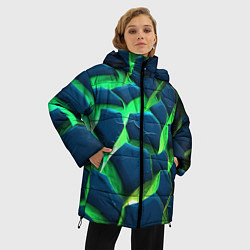 Куртка зимняя женская Разломленные зеленые плиты, цвет: 3D-красный — фото 2
