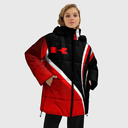 Куртка зимняя женская Кавасаки - красные волны, цвет: 3D-черный — фото 2