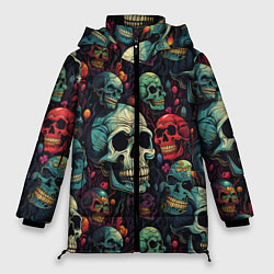Куртка зимняя женская Милый skull, цвет: 3D-черный