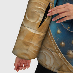 Куртка зимняя женская Синий золотой декоративный орнамент, цвет: 3D-светло-серый — фото 2