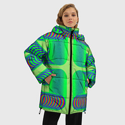 Куртка зимняя женская Дуги на зеленом фоне, цвет: 3D-светло-серый — фото 2