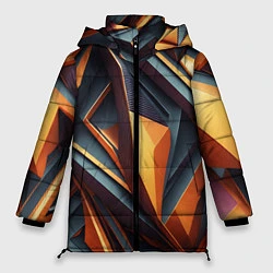 Куртка зимняя женская Разноцветная 3D геометрия узоров метавселенной, цвет: 3D-черный