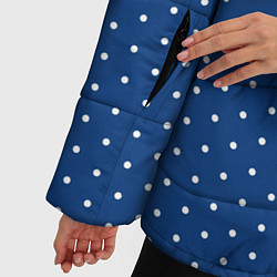 Куртка зимняя женская Синий в белый горошек, цвет: 3D-черный — фото 2