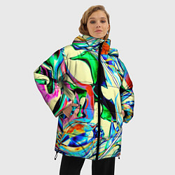 Куртка зимняя женская Яркие абстрактные разводы, цвет: 3D-черный — фото 2