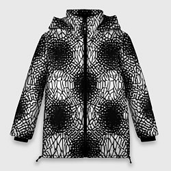 Куртка зимняя женская Симметричная черно-белая паутина, цвет: 3D-светло-серый