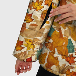 Куртка зимняя женская Осенние листья узор, цвет: 3D-светло-серый — фото 2