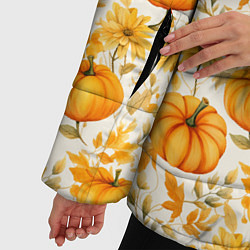 Куртка зимняя женская Тыквы и осенние цветы - паттерн, цвет: 3D-светло-серый — фото 2