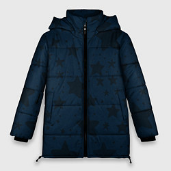 Куртка зимняя женская Большие звезды чёрно-синий, цвет: 3D-светло-серый