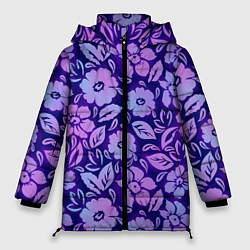 Куртка зимняя женская Фиолетовые цветочки, цвет: 3D-черный