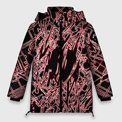 Куртка зимняя женская Кибернетическая клякса красная, цвет: 3D-светло-серый