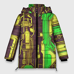 Куртка зимняя женская Кибер схемы ксилотно-зелёные, цвет: 3D-светло-серый