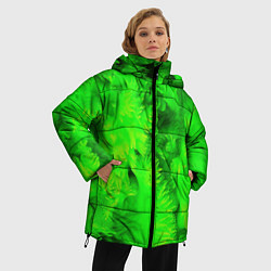 Куртка зимняя женская Green abstract texture, цвет: 3D-светло-серый — фото 2