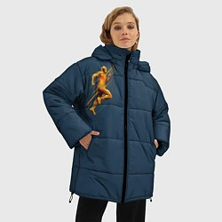 Куртка зимняя женская Золотой бегущий человек, цвет: 3D-черный — фото 2
