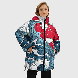 Куртка зимняя женская Страна восходящего солнца - большая волна, цвет: 3D-черный — фото 2