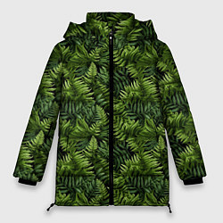 Куртка зимняя женская Листья папоротника паттерн, цвет: 3D-светло-серый