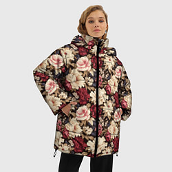 Куртка зимняя женская Винтажные цветы паттерн, цвет: 3D-красный — фото 2